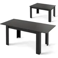 Costway Table à manger extensible 120/158 x 70 cm, table de cuisine/salle à manger pour 4 à 6 personnes jusqu'à 110 kg, table rectangulaire vintage noire