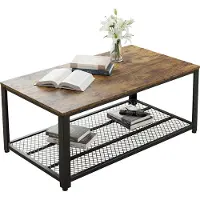 Relaxdays Table basse avec tablette grillagée