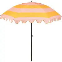 Edelman Parasol inclinable à rayures - Parasol droit 238 x Ø195 cm - Protection solaire pour jardin ou balcon - Polyester, acier - Rose, orange