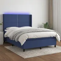 Prolenta Maison Exclusive - Sommier à lattes de lit matelas LED Bleu 140x200 cm Tissu