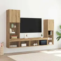vidaXL Armoire TV sobre Chêne Artisan 40,5 x 30 x 102 cm Bois composite - Armoires TV FR3625081 3parcel