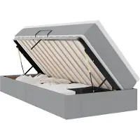 Syfax Lit avec rangement et matelas Gris clair 100 x 200 cm Polyester