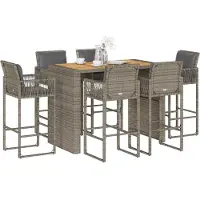 Prolenta Maison Exclusive - Ensemble de bar de jardin 7 pcs avec coussins gris poly rotin
