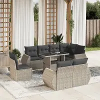 Prolenta Maison Exclusive - Salon de jardin 9 pcs avec coussins gris clair résine tressée