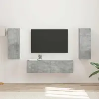 Prolenta Meuble TV exclusif - Ensemble de 2 meubles TV en béton gris, en panneaux de particules