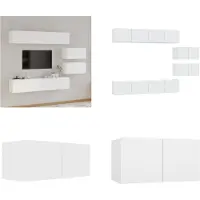 vidaXL 6 pcs. Ensemble d'armoires TV blanc en bois composite - Ensemble d'armoires TV - Ensemble d'armoires TV - Meuble-paroi
