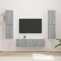 Prolenta Meuble TV exclusif - Ensemble de 6 pièces en bois imitation chêne Sonoma gris