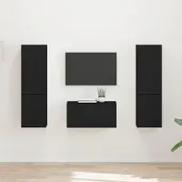 Prolenta Meuble TV exclusif - Ensemble de 5 pièces, noir, en panneaux de particules