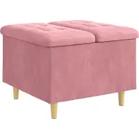 Syfax Pouf de rangement avec coussin Rose 60 x 60 x 45 cm Velours