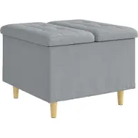 Syfax Pouf de rangement avec coussin Gris clair 60 x 60 x 45 cm tissu