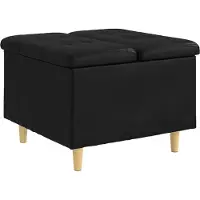 Syfax Pouf de rangement avec coussin Noir 60 x 60 x 45 cm Simili cuir