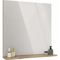 RAUMHIRSCH FURNITURE Miroir mural raumhirsch avec étagère, 60 cm. Miroir de salle de bain, étagère de salle de bain, étagère murale, aspect bois. Miroir pour couloir, décoration