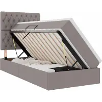 vidaXL Lit de rangement LED avec matelas, taupe, 90 x 190 cm, tissu