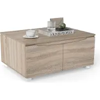 Costway Table basse avec espace de rangement, Table de salon avec 4 portes & pieds antidérapants, Table basse pour table de salon, chambre à coucher, 80x60x37cm