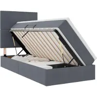 Syfax Lit avec rangement et matelas Gris foncé 90 x 200 cm Velours