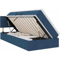 Syfax Lit de rangement LED avec matelas Bleu 90 x 200 cm Tissu