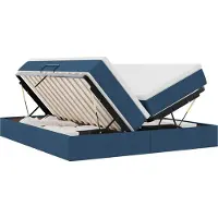 vidaXL Lit de rangement avec matelas Bleu 180 x 200 cm Polyester