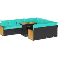 Syfax Ensemble de canapés de jardin 11 pcs et coussins rotin acacia