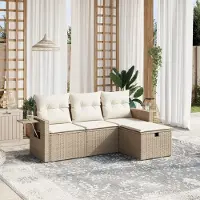 Prolenta Maison Exclusive - Salon de jardin avec coussins 4 pcs beige résine tressée
