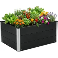 Floordirekt Paros WPC Jardin Potager surélevé anthracite 100x50x45 cm – potager surélevé résistant aux intempéries pour jardin et terrasse, durable et stable
