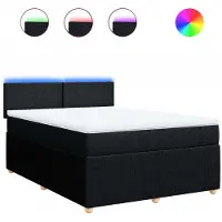 Syfax Sommier à lattes de lit avec matelas Noir 140x200 cm Tissu