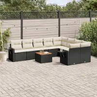 Prolenta Maison Exclusive - Salon de jardin 10 pcs avec coussins noir résine tressée