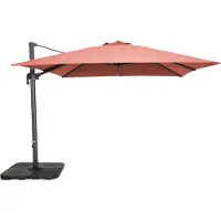 Oviala Parasol déporté rotatif 3x3m et 4 dalles à remplir alu terracotta - Malaga
