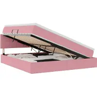 Syfax Lit de rangement LED avec matelas Rose 160 x 200 cm Velours