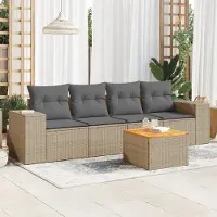 Prolenta Maison Exclusive - Salon de jardin avec coussins 5 pcs beige résine tressée
