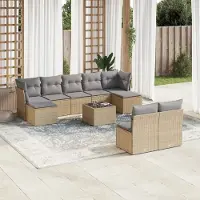 Prolenta Maison Exclusive - Ensemble canapé de jardin 10 pièces avec coussins beige polyrotin