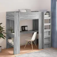 Prolenta Lit superposé avec bureau, finition Sonoma gris, dimensions 80 x 200 cm