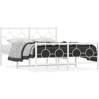 Prolenta Maison Exclusive - Cadre de lit avec tête et pied de lit en métal blanc 140x190 cm