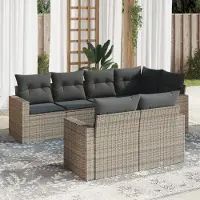 Prolenta Maison Exclusive - Salon de jardin avec coussins 7 pcs gris résine tressée