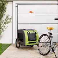 Prolenta Remorque de vélo exclusive - pour chiens, couleurs vert et gris, en tissu Oxford et en fer