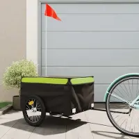 Prolenta Maison Exclusive - Remorque pour vélo, noire et verte, capacité de 45 kg, en fer