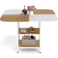 Costway Table à manger , table de cuisine avec 2 tablettes, table de salle à manger carrée pour 4 personnes, pour salle à manger, cuisine, 120 x 120 x 77 cm