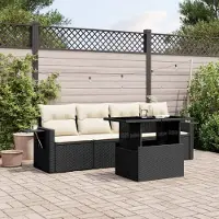 Prolenta Maison Exclusive - Salon de jardin 5 pcs avec coussins noir résine tressée
