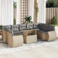 Prolenta Maison Exclusive - Salon de jardin avec coussins 10 pcs beige résine tressée