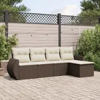 Prolenta Maison Exclusive - Salon de jardin avec coussins 5 pcs marron résine tressée
