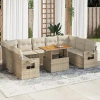 Prolenta Maison Exclusive - Salon de jardin avec coussins 10 pcs beige résine tressée