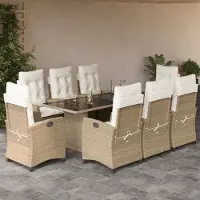 Prolenta Maison Exclusive - Ensemble à manger de jardin et coussins 9 pcs beige Poly rotin