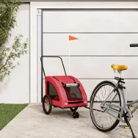 Prolenta Remorque de vélo exclusive - Pour chiens, de couleur rouge, en tissu Oxford et en fer