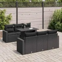 Prolenta Maison Exclusive - Salon de jardin 7 pcs avec coussins noir résine tressée