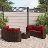 Prolenta Maison Exclusive - Salon de jardin avec coussins 7 pcs marron résine tressée