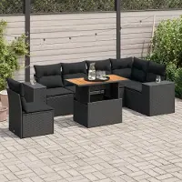 Prolenta Maison Exclusive - Salon de jardin 7 pcs avec coussins noir résine tressée