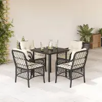 Prolenta Maison Exclusive - Ensemble à manger de jardin coussins 5pcs Noir Résine tressée