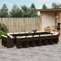 Prolenta Maison Exclusive - Ensemble à manger de jardin et coussins 17 pcs marron rotin