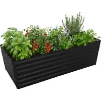 Relaxdays Jardinière surélevée , métal galvanisé, H x l x P : 57 x 180 x 90 cm, jardinière carrée pour légumes, herbes aromatiques et fleurs, noire