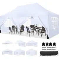 Sonstiges COBIZI Pavillon pliable 3x6m étanche & stable avec 6 parois latérales, Pop up tente de fête, pavillon de jardin anti-UV en