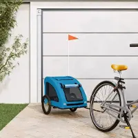 Prolenta Remorque de vélo exclusive - Pour chiens, couleur bleu. Fabriquée en Oxford et en fer